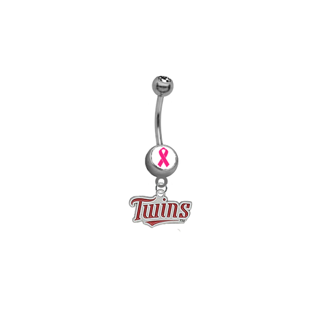Minnesota Twins Breast Cancer Awareness Belly Button Navel Ring