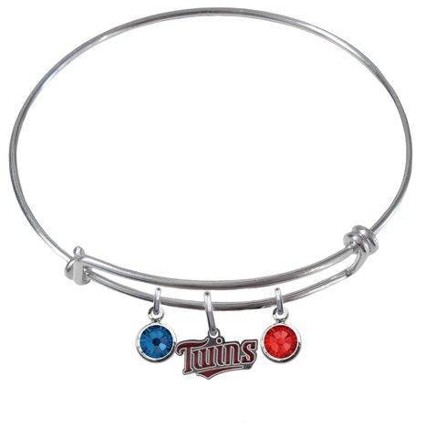 Minnesota Twins MLB Expandable Wire Bangle Charm Bracelet