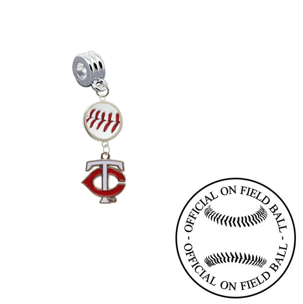 Minnesota Twins 2 On Field Baseball Universal European Bracelet Charm (Pandora Compatible)