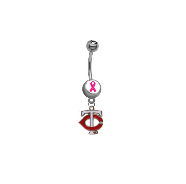 Minnesota Twins Style 2 Breast Cancer Awareness Belly Button Navel Ring