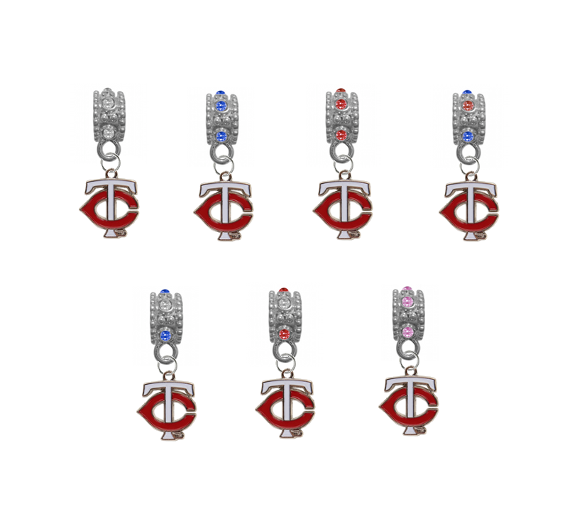 Minnesota Twins 2 MLB Baseball Crystal Rhinestone European Bracelet Charm
