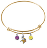Minnesota Vikings Gold NFL Expandable Wire Bangle Charm Bracelet