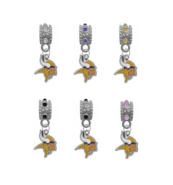 Minnesota Vikings NFL Football Crystal Rhinestone European Bracelet Charm