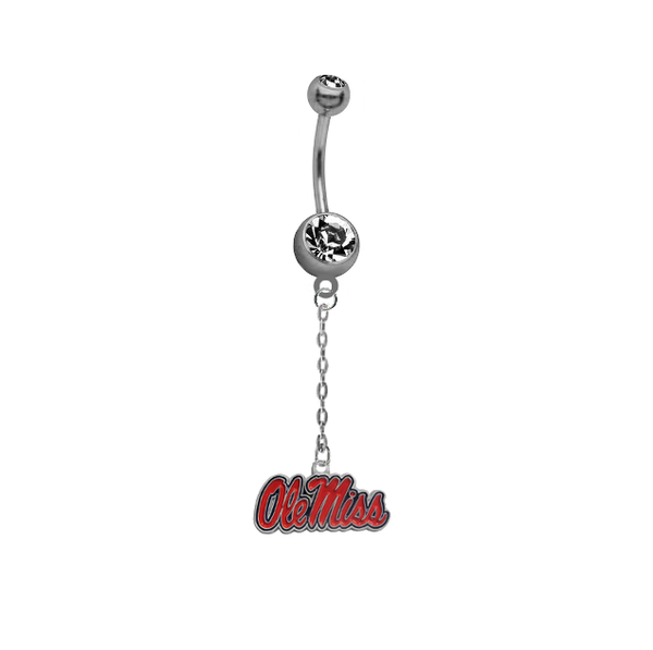 Mississippi Rebels Dangle Chain Belly Button Navel Ring
