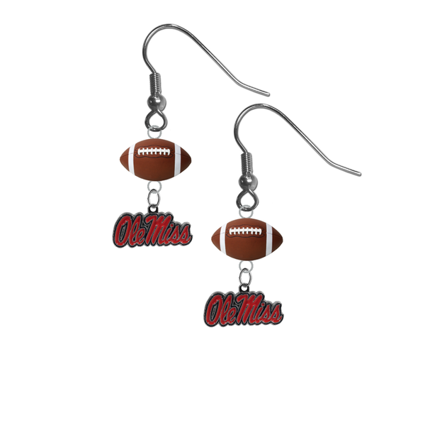 Mississippi Rebels NCAA Football Dangle Earrings