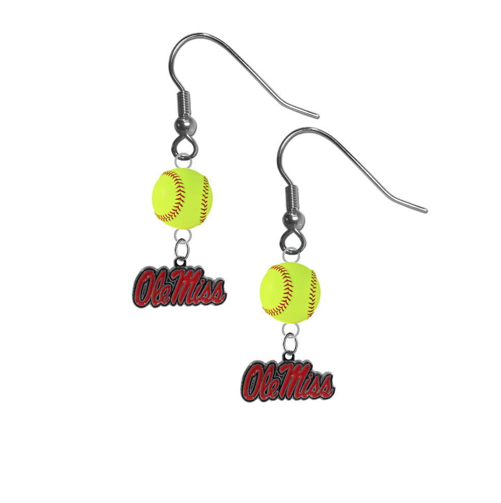 Mississippi Rebels NCAA Fastpitch Softball Dangle Earrings