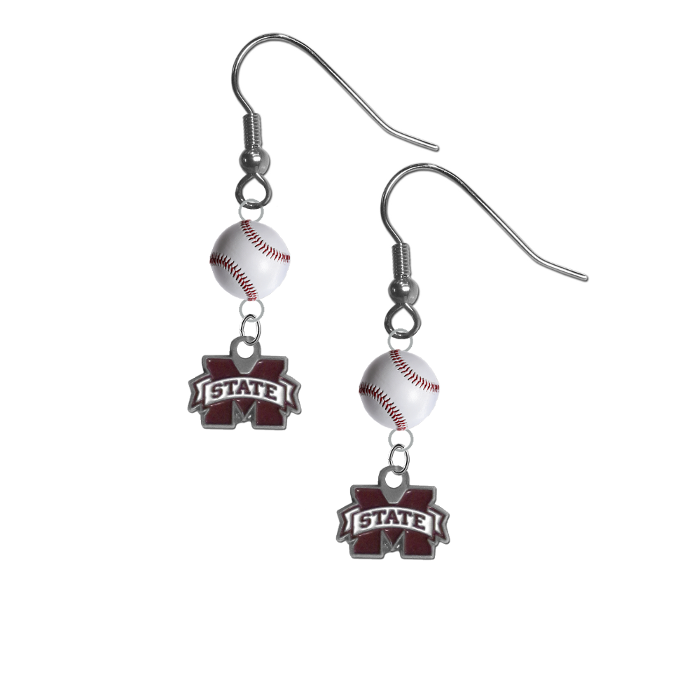 Mississippi State Bulldogs NCAA Baseball Dangle Earrings