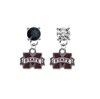 Mississippi State Bulldogs BLACK & CLEAR Swarovski Crystal Stud Rhinestone Earrings