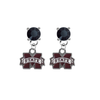 Mississippi State Bulldogs BLACK Swarovski Crystal Stud Rhinestone Earrings