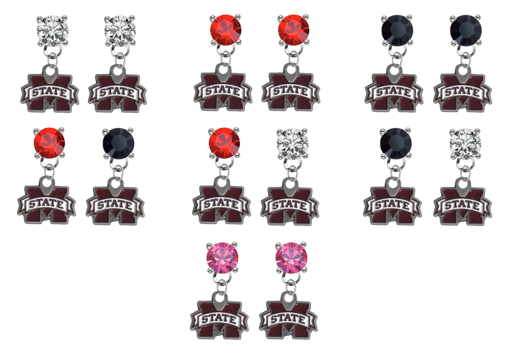 Mississippi State Bulldogs NCAA Swarovski Crystal Stud Rhinestone Earrings