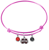 Mississippi State Bulldogs PINK Expandable Wire Bangle Charm Bracelet