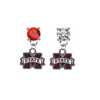 Mississippi State Bulldogs RED & CLEAR Swarovski Crystal Stud Rhinestone Earrings