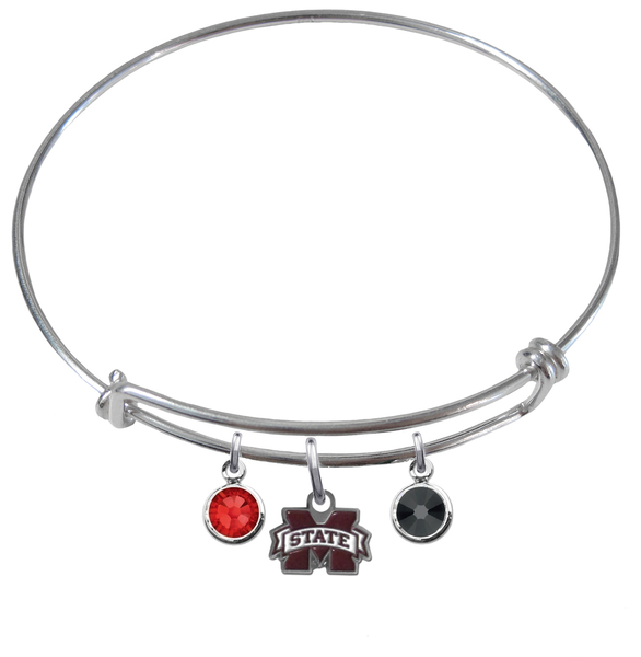 Mississippi State Bulldogs NCAA Expandable Wire Bangle Charm Bracelet