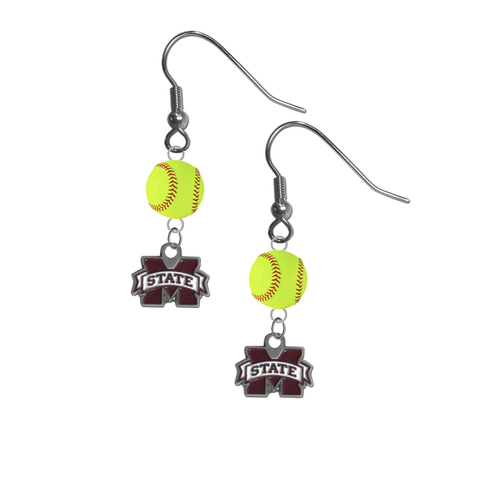Mississippi State Bulldogs NCAA Fastpitch Softball Dangle Earrings