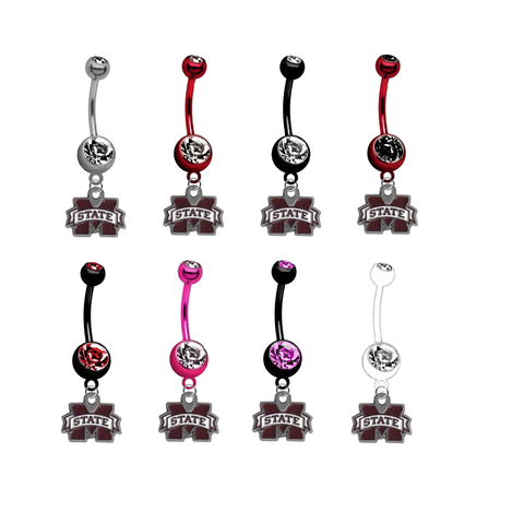 Mississippi State Bulldogs NCAA College Belly Button Navel Ring - Pick Your Color