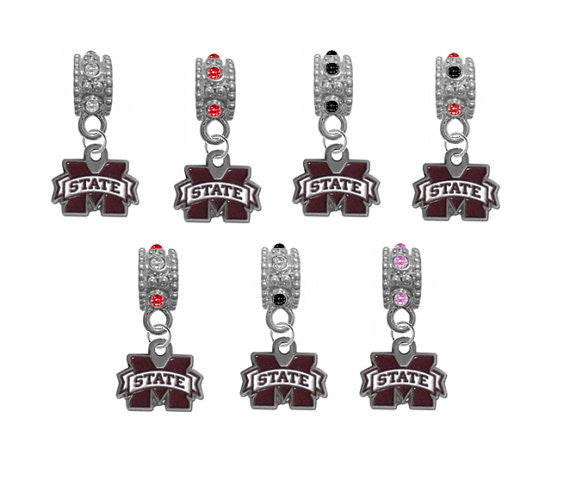 Mississippi State Bulldogs NCAA Crystal Rhinestone European Bracelet Charm