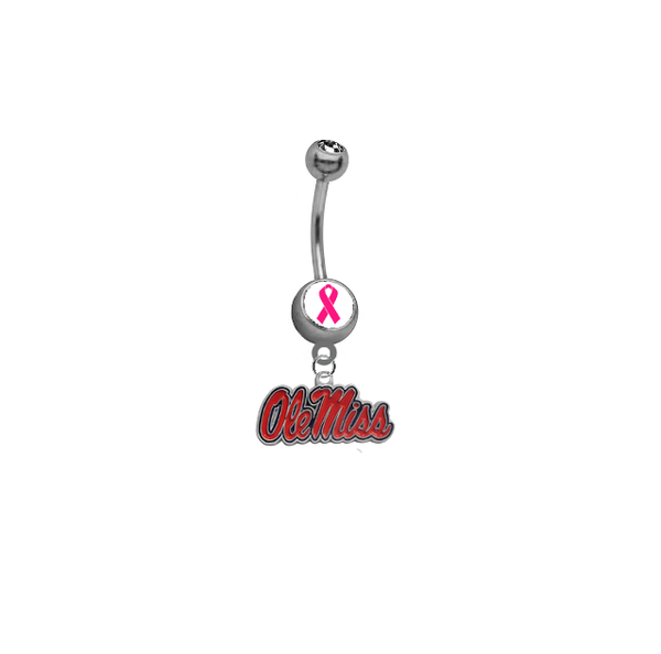 Mississippi Rebels Breast Cancer Awareness Belly Button Navel Ring