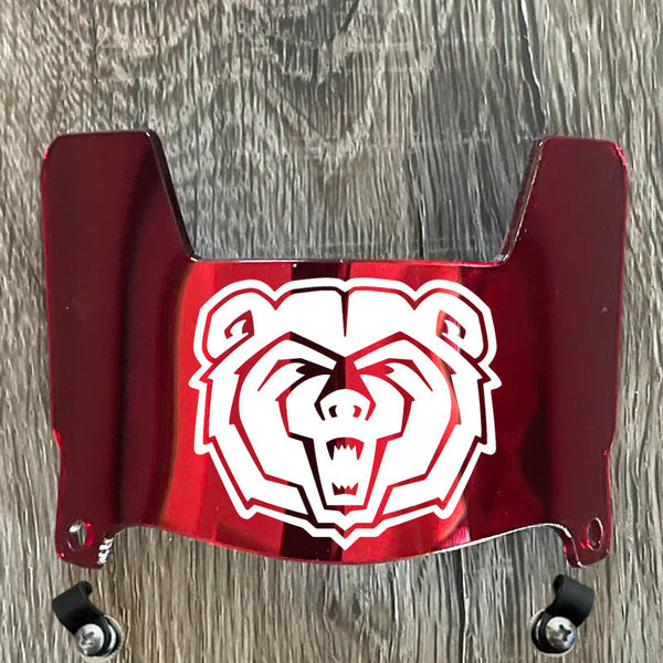 Missouri State Bears Mini Football Helmet Visor Shield Red Chrome Mirror w/ Clips