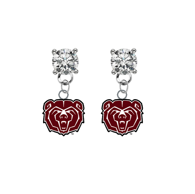 Missouri State Bears CLEAR Swarovski Crystal Stud Rhinestone Earrings
