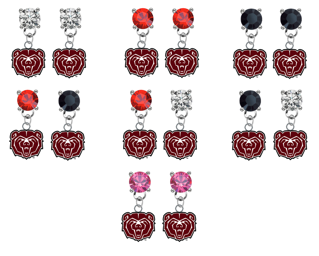 Missouri State Bears NCAA Swarovski Crystal Stud Rhinestone Earrings