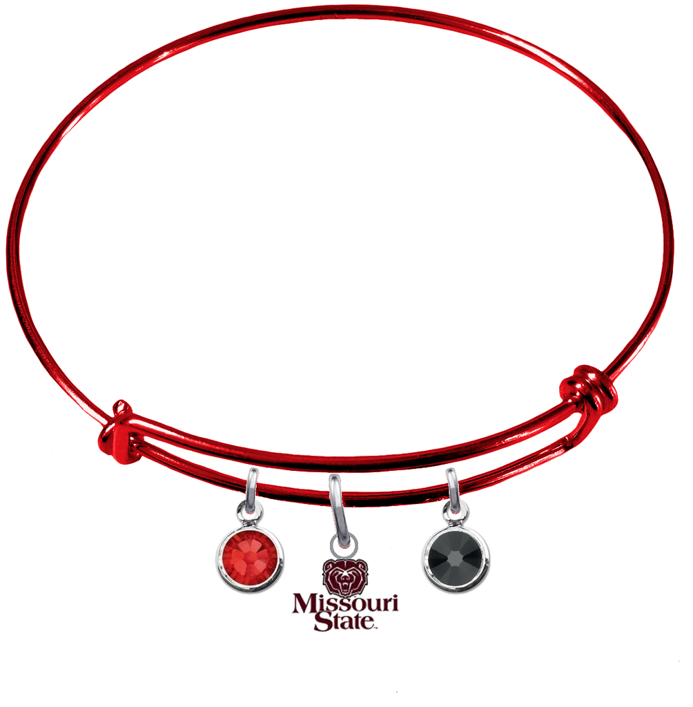 Missouri State Bears RED Color Edition Expandable Wire Bangle Charm Bracelet