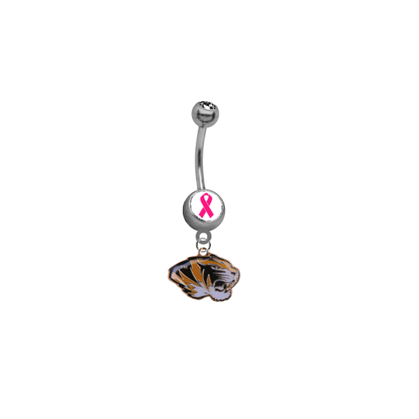 Missouri Tigers Breast Cancer Awareness Belly Button Navel Ring
