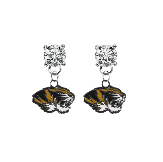 Missouri Tigers CLEAR Swarovski Crystal Stud Rhinestone Earrings