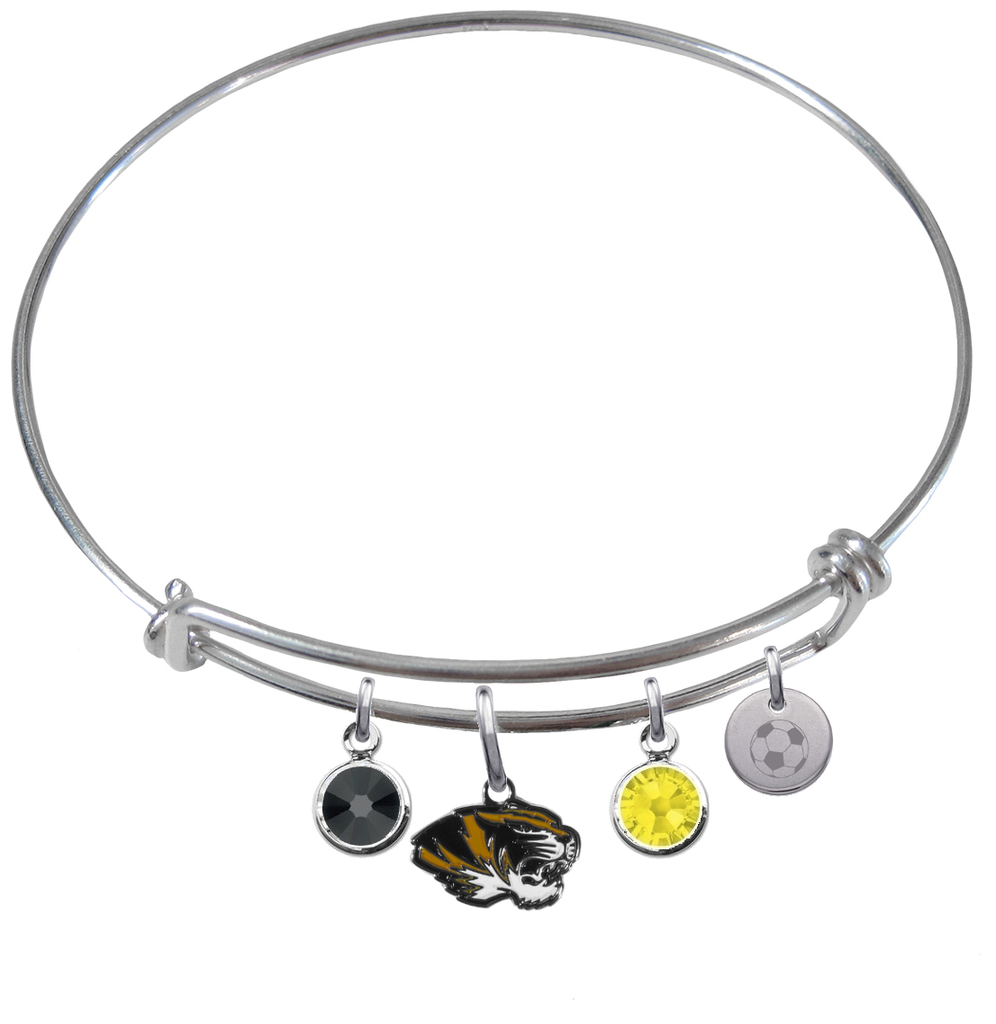 Missouri Tigers Soccer Expandable Wire Bangle Charm Bracelet