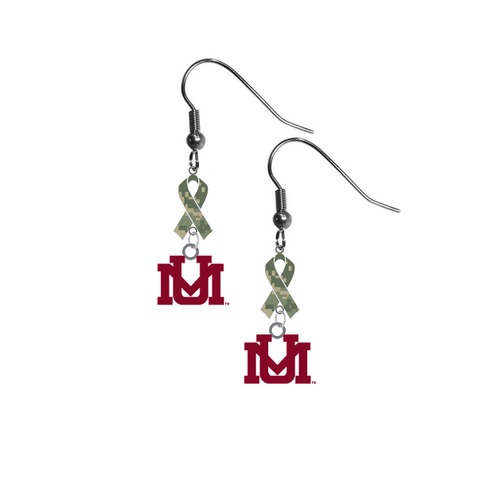Montana Grizzlies Salute to Service Camouflage Camo Ribbon Dangle Earrings