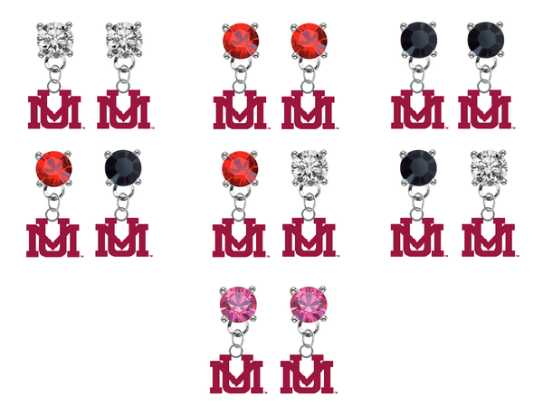 Montana Grizzlies NCAA Swarovski Crystal Stud Rhinestone Earrings
