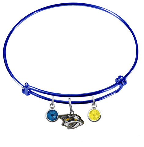 Nashville Predators Color Edition BLUE Expandable Wire Bangle Charm Bracelet