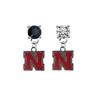 Nebraska Cornhuskers BLACK & CLEAR Swarovski Crystal Stud Rhinestone Earrings