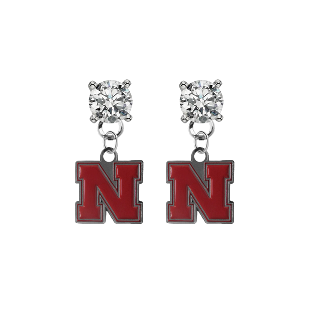 Nebraska Cornhuskers CLEAR Swarovski Crystal Stud Rhinestone Earrings
