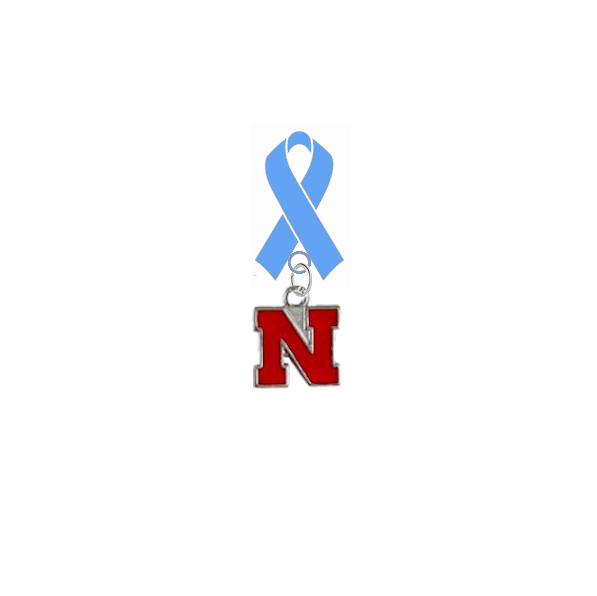 Nebraska Cornhuskers Prostate Cancer Awareness / Fathers Day Light Blue Ribbon Lapel Pin