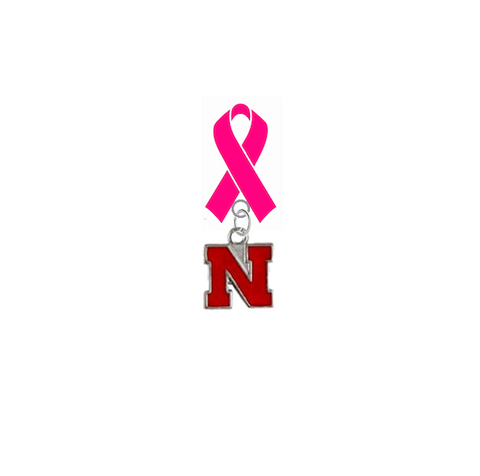 Nebraska Cornhuskers Breast Cancer Awareness / Mothers Day Pink Ribbon Lapel Pin