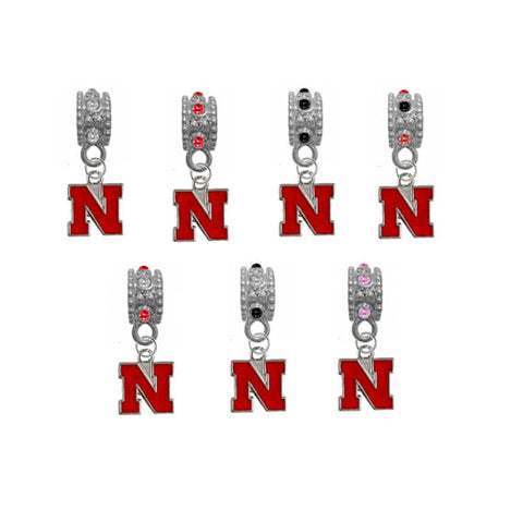 Nebraska Cornhuskers NCAA Crystal Rhinestone European Bracelet Charm