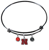 Nebraska Cornhuskers BLACK Color Edition Expandable Wire Bangle Charm Bracelet