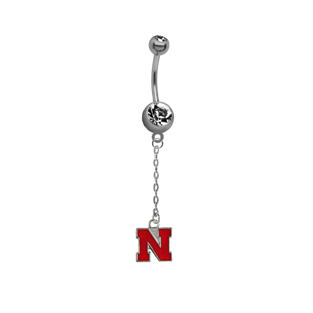 Nebraska Cornhuskers Dangle Chain Belly Button Navel Ring