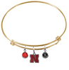 Nebraska Cornhuskers GOLD Color Edition Expandable Wire Bangle Charm Bracelet