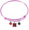 Nebraska Cornhuskers PINK Color Edition Expandable Wire Bangle Charm Bracelet