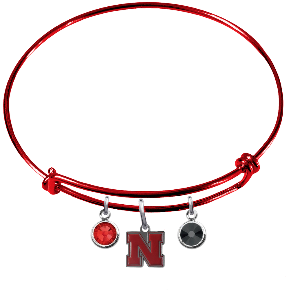 Nebraska Cornhuskers RED Color Edition Expandable Wire Bangle Charm Bracelet