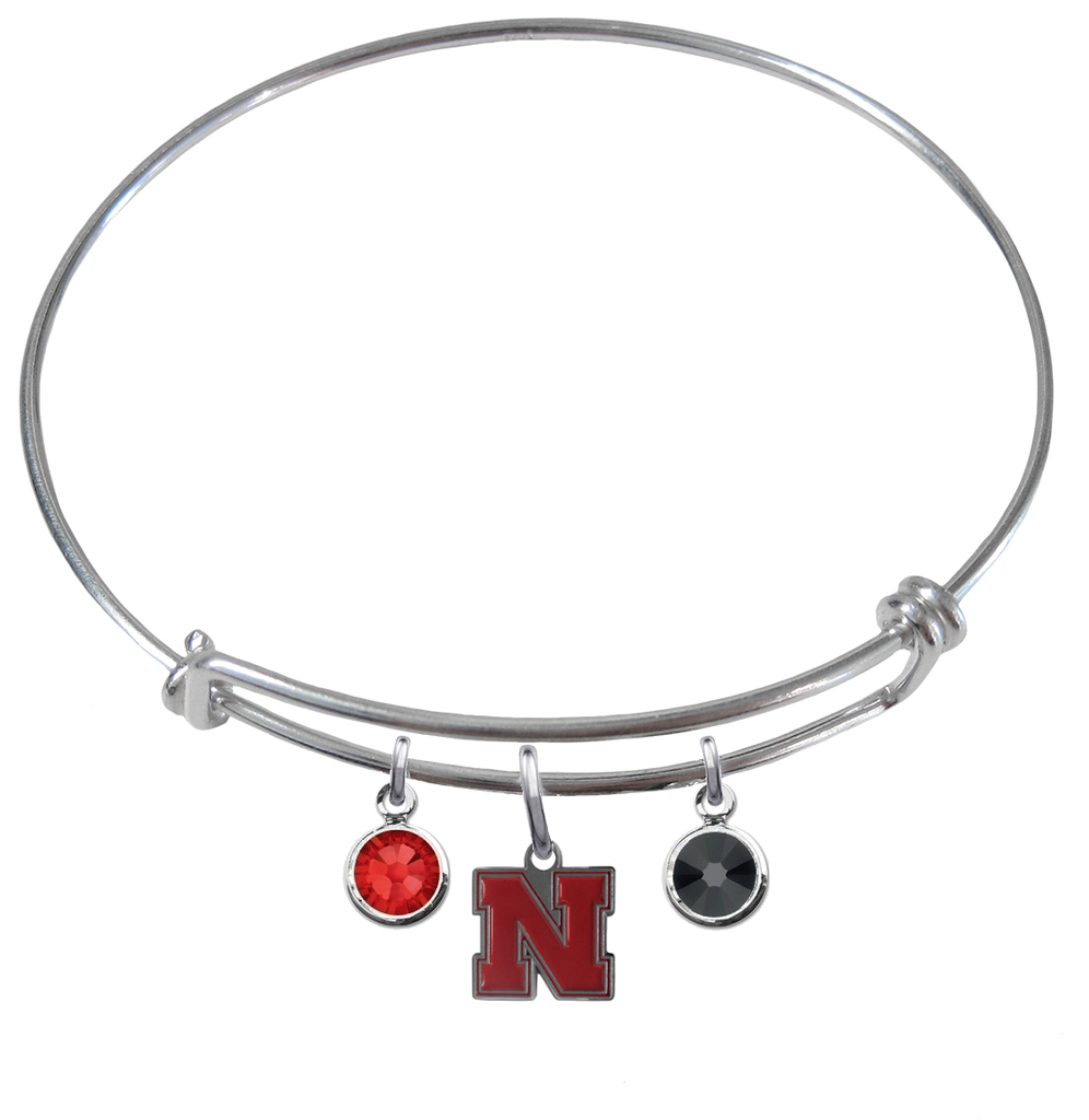 Nebraska Cornhuskers NCAA Expandable Wire Bangle Charm Bracelet