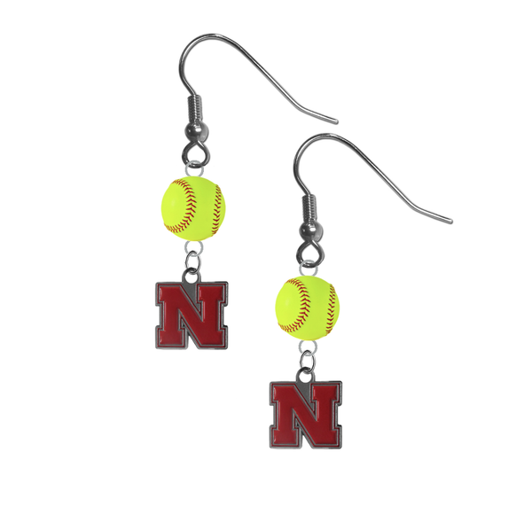 Nebraska Cornhuskers NCAA Fastpitch Softball Dangle Earrings