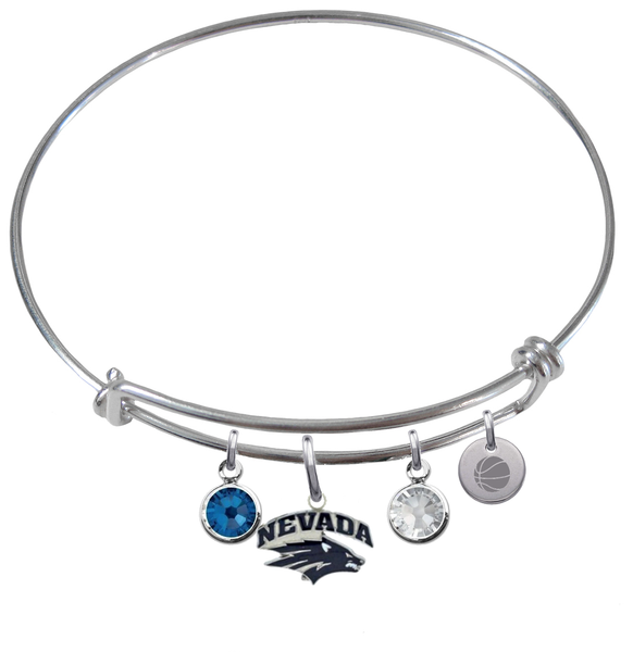 Nevada Wolfpack Basketball Expandable Wire Bangle Charm Bracelet