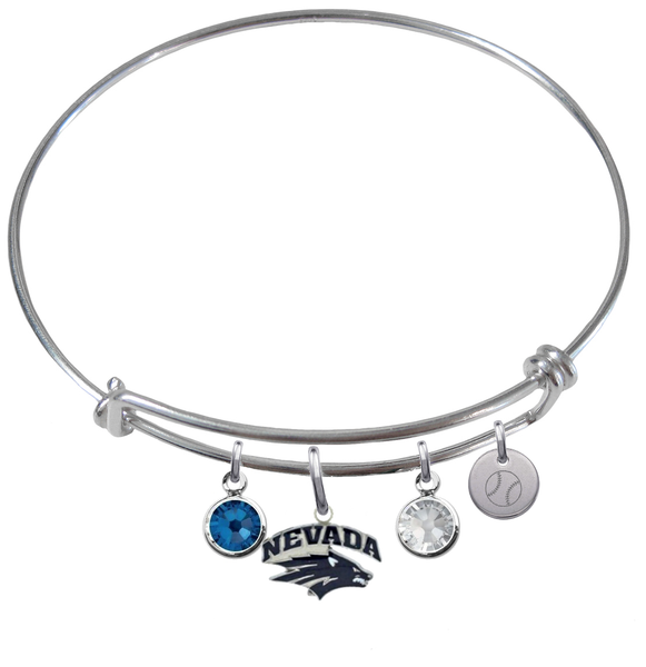 Nevada Wolfpack Baseball Expandable Wire Bangle Charm Bracelet
