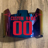 New England Patriots Custom Name & Number Full Size Football Helmet Visor Shield Blue Iridium Mirror w/ Clips - Red