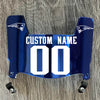 New England Patriots Custom Name & Number Mini Football Helmet Visor Shield Blue Chrome Mirror w/ Clips - White