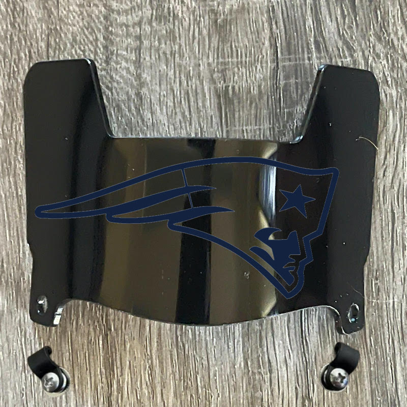 New England Patriots Mini Football Helmet Visor Shield Black Dark Tint w/ Clips