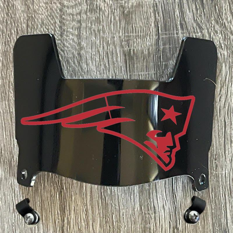 New England Patriots Mini Football Helmet Visor Shield Black Dark Tint w/ Clips