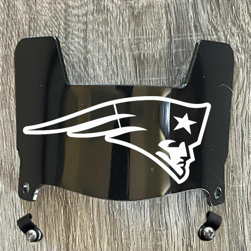 New England Patriots Mini Football Helmet Visor Shield Black Dark Tint w/ Clips